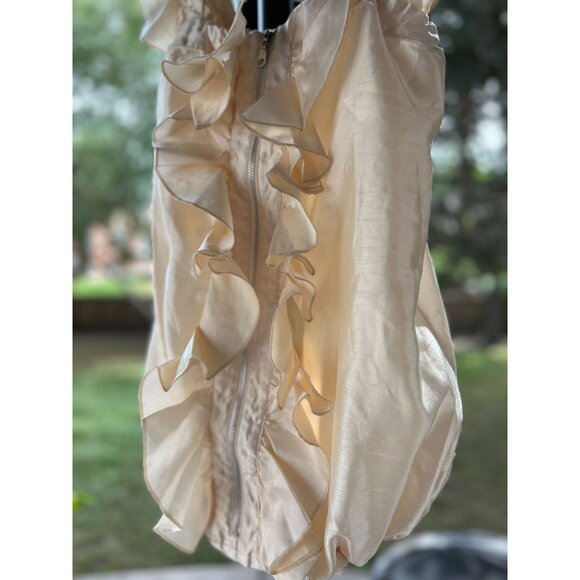 NEW Vintage Womens S Conture Twelve Satin Style Ruffle Tank top Ivory Party Chic - Picture 11 of 16